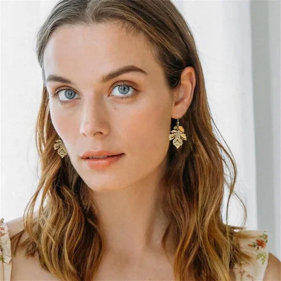 Handmade Leaf Natural Pine Cones Earrings for Women Autumn Pinecones Earrings Re - Picture 2 of 6